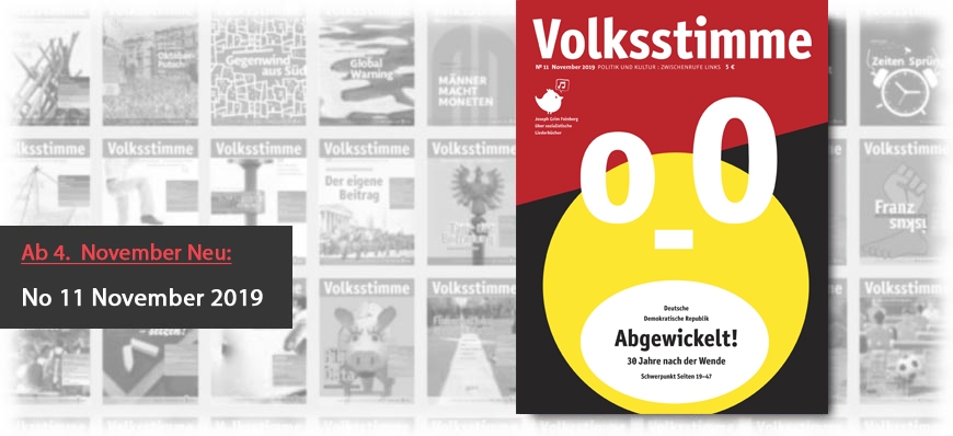 Volksstimme Cover Zeitung November 2019