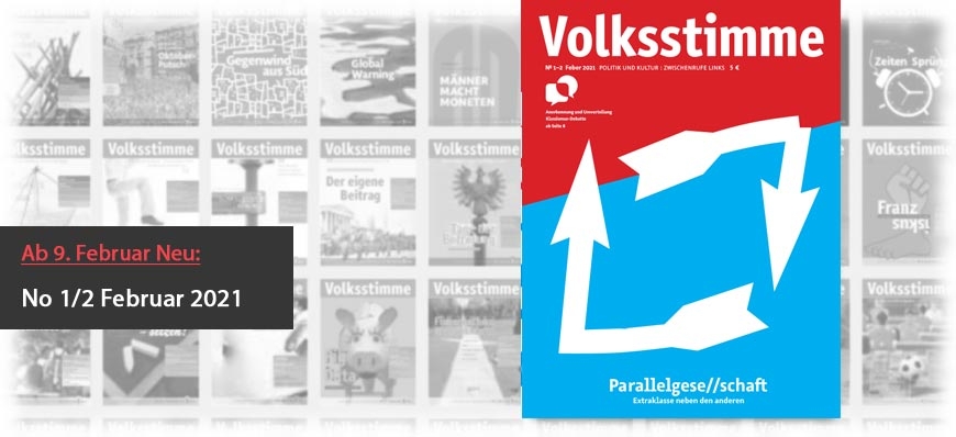 Volksstimme Cover Zeitung Jänner / Februar 2021